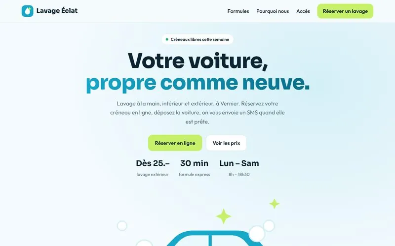 Aperçu du site Lavage Éclat